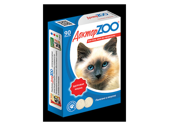 Витамин Доктор Зоо д/к 90 табл., здоровая кошка с водорослями, 1шт (6шт упак)