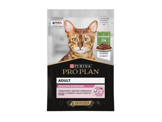 Pro Plan для кошек с чувствительным пищеварением DELICATE Adult, 0.085кг, пауч