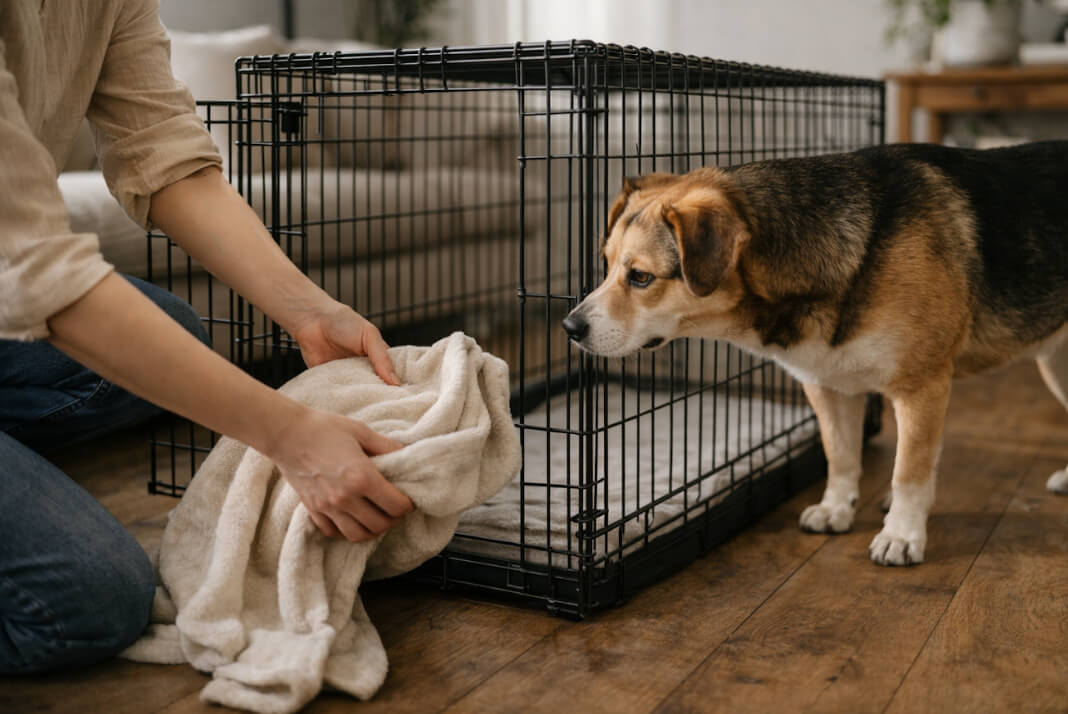 Как приучить собаку к клетке