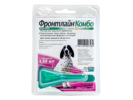 Капли Фронтлайн Комбо L 2,68 мл (20 - 40), Берингер Ингельхайм
