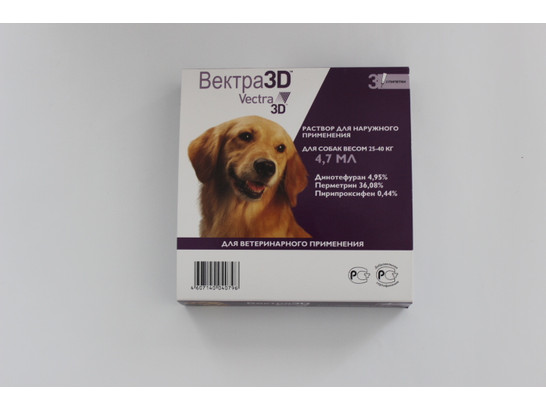 Капли Вектра 3D д/с 25-40 кг /3 пип.упак/СЕВА С.А./