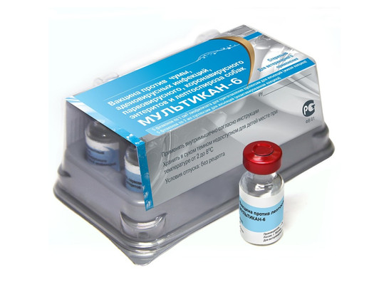 Мультикан-6 Вакцина против чумы, аденовирусных инфекций, парвовирусного, коронавирусного энтеритов и лептоспироза собак