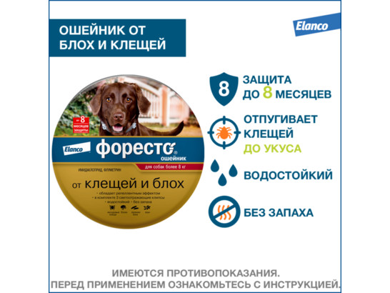 Ошейник Форесто инсект. д/с более 8 кг 70 см /Байер/ 