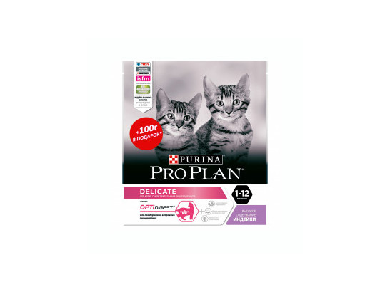 Корм Про План д/котят 300г+100г Деликат, чувств.пищев., Индейка