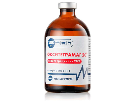 Окситетрамаг 100 мл /20% пролонг.р-р окситетрациклина/МАГ/80 фл.упак/