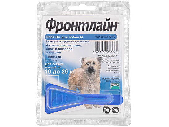 Капли Фронтлайн Спот Он д/с M 1,34 мл (10 - 20), Берингер Ингельхайм