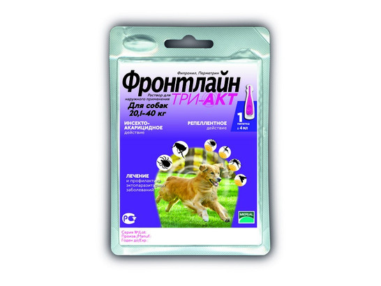 Капли Фронтлайн Три-Акт 20-40 кг L /5 пип.упак/Мериал/
