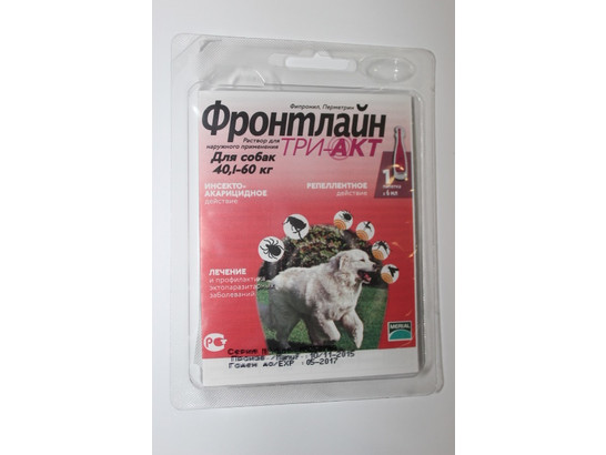 Капли Фронтлайн Три-Акт 40-60 кг XL /5 пип.упак/Мериал/