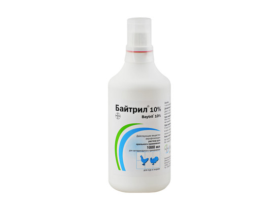 Байтрил 10% оральн.р-р  1 л, 8/кор
