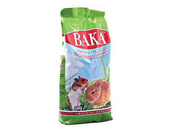 Корм Вака Травяные гранулы д/грызунов 500г