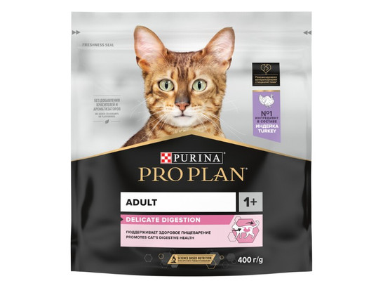 Pro Plan для кошек с чувствительным пищеварением DELICATE Adult, 0.4кг