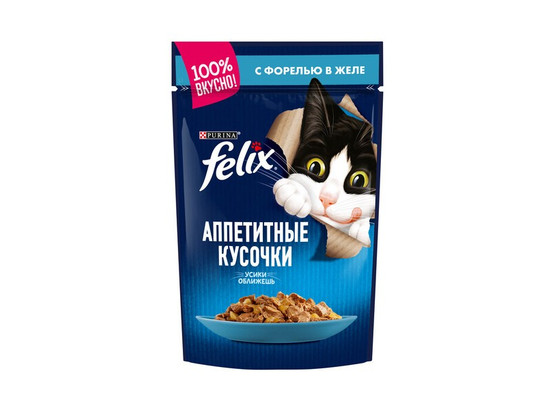 Феликс для кошек Аппетитные кусочки, 0.085кг, пауч