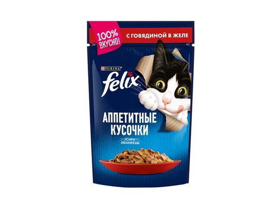 Феликс для кошек Аппетитные кусочки, 0.085кг, пауч
