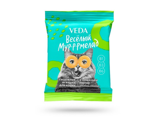 Лакомство Веселый Мур-р-рмелад для кошек с кошачьей мятой, 6г