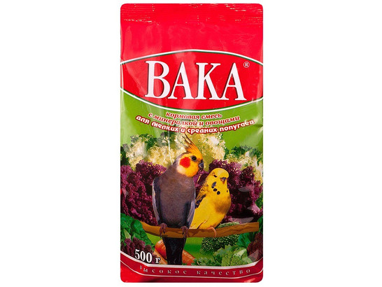 Корм Вака ВК д/попугаев 500г /минералы и овощи, 14шт.упак