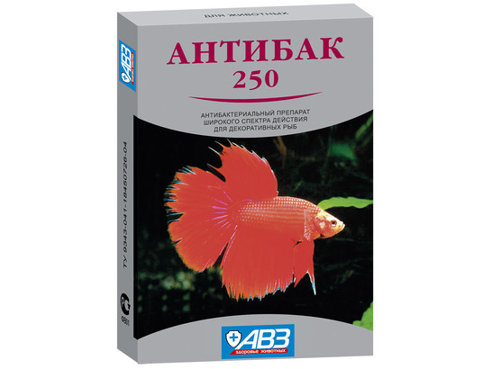 Антибак 250 препарат д/рыб /6 табл.упак/АВЗ/10 шт блок/100 упак.кор/