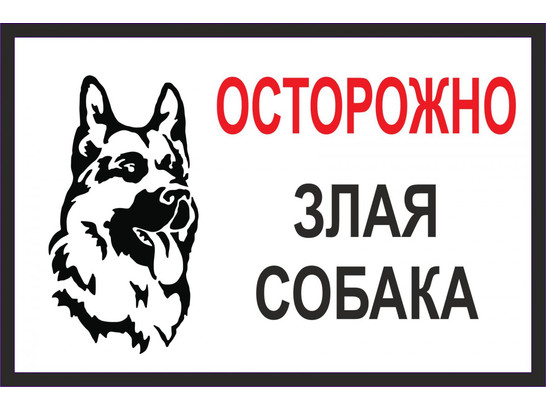 Табличка ОСТОРОЖНО ЗЛАЯ СОБАКА 