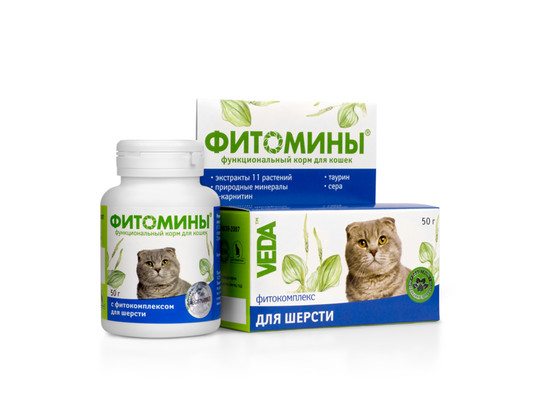 ФИТОМИНЫ функциональный корм для кошек с фитокомплексом для шерсти, 50 г (030620)