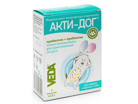 Акти-Дог функц.корм д/с средних и крупных пород /5 пак. по 8г/Веда/10 упак.кор./