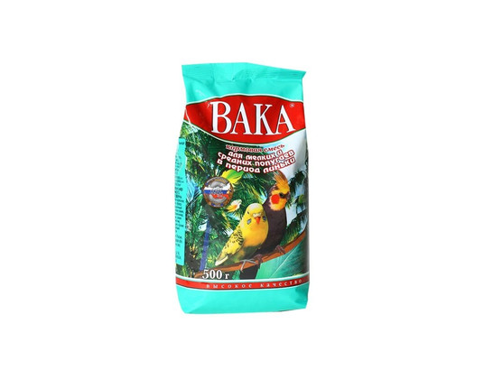 Корм Вака ВК д/мелк и сред. попугаев в период линьки 500г, 14шт.упак