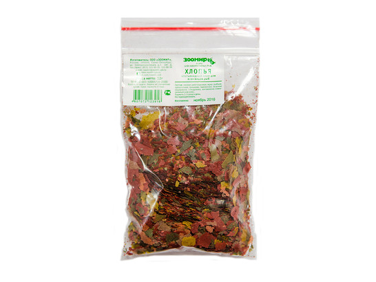 Корм Хлопья д/рыб 12г, пакет, 100шт.упак, Зоомир