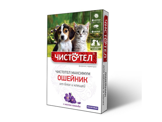Чистотел Максимум Ошейник для щенков и котят Юниор (фиол)