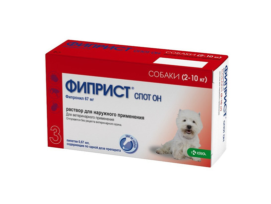 Фиприст СпотОн д/с 2-10кг 67мг/0,67мл 3 пип.упаковка/KRKA/