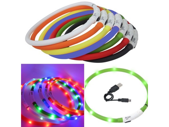 Ошейник 1,5*35см USB-СВЕТ силикон, стандарт 
