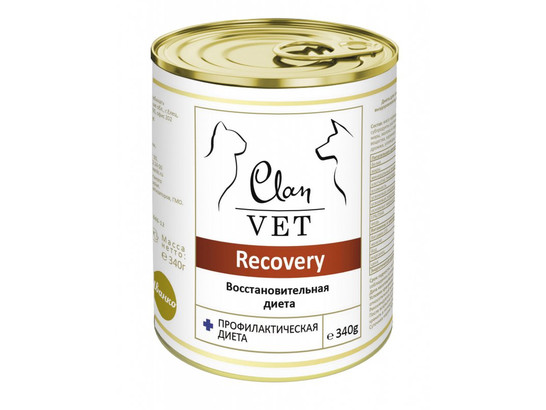 Clan VET Recovery д/к и соб. 340г конс. восстановительная диета, 12шт.упак.