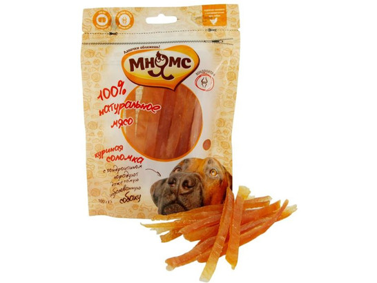 Лакомство Мнямс д/с 100г Куриная соломка с хондроитином