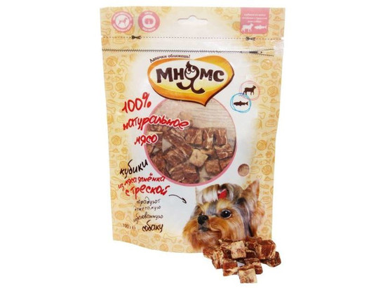 Лакомство Мнямс д/с 100г Кубики из мяса ягненка с треской