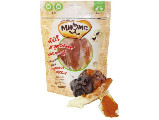 Лакомство Мнямс д/с 80г Кроличьи уши с куриным мясом