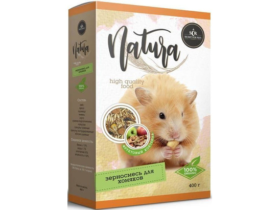 Корм Секрет Натура д/хомяков 400г Фруктовый коктейль, 14шт.упак.