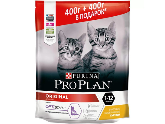 Pro Plan для котят Kitten, 0.4кг + 0.4кг