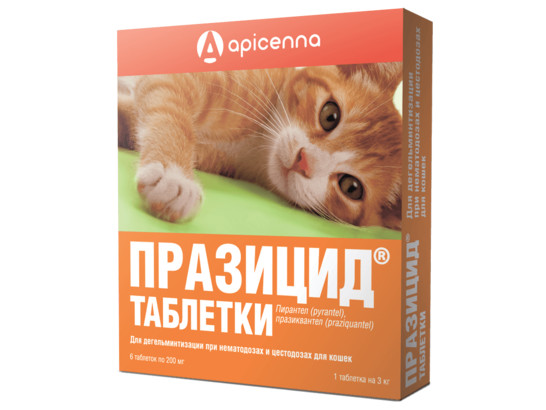 Празицид д/к /6 табл.упак/1 табл. на 3 кг, 10упак спайка, 40упак кор, Апиценна