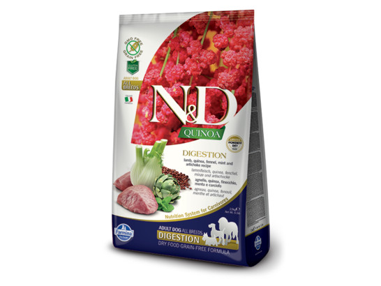 Фармина ND QUINOA беззерновой д/с 800г Поддержка пищевар., Ягненок и Киноа, сухой корм