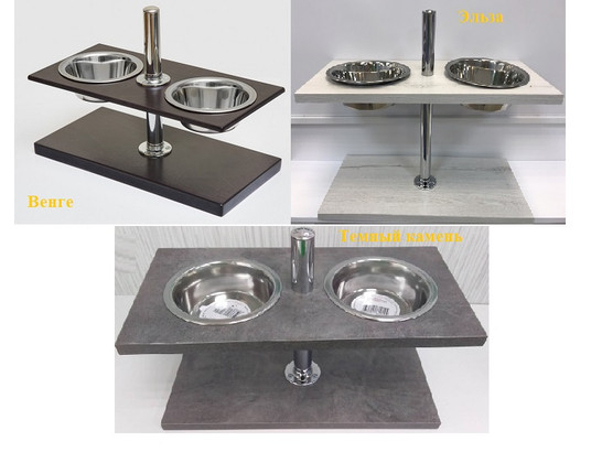 Подставка с метал. мисками 2*0,35л, регулируемая, деревянная, 35*18*26см