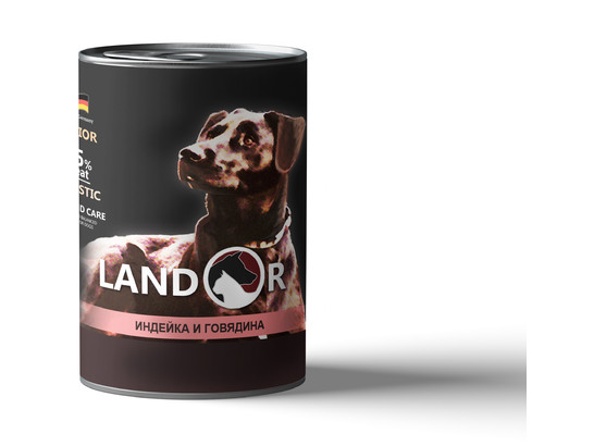 Ландор для щенков 400г Индейка с говядиной, конс., Landor
