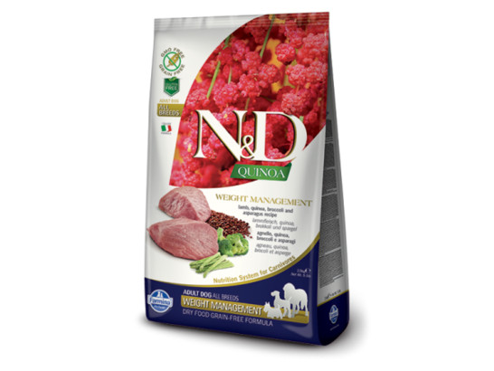 Фармина ND QUINOA беззерновой д/с 800г Контроль веса, Ягненок и Киноа, сухой корм