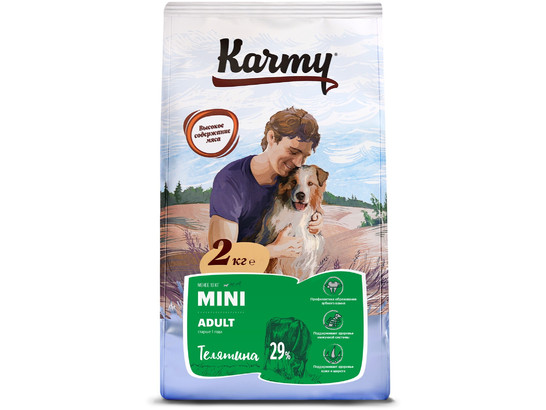 Карми для собак мелк. пород 2кг Эдалт, Телятина, Karmy, сух.корм