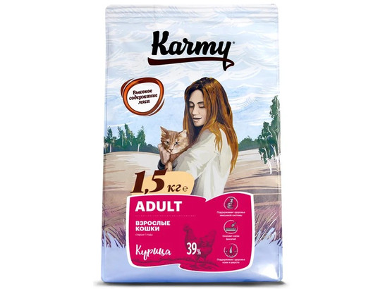 Карми для кошек 1,5кг Эдалт старше 1года, Karmy, сух.корм