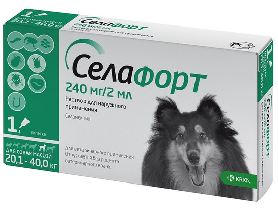 Селафорт д/с 20-40 кг.(1х240мг./2мл.) раствор для наружного применения, KRKA