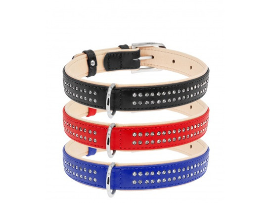 Ошейник 35мм 46-60см со стразами маленькими Waudog Glamour, Коллар