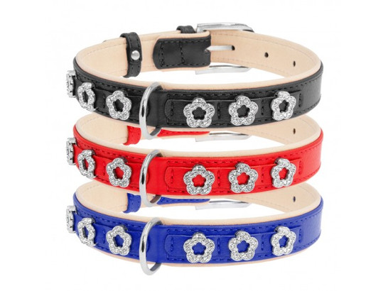 Ошейник 15мм 27-36см двойной с украшениями Цветочек CoLLaR brilliance, Коллар