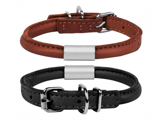 Ошейник 10мм 33-41см круглый с адресником Waudog Soft, Коллар
