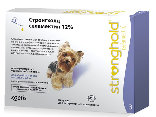 Капли Стронгхолд 30 12% 0,25 мл д/с 2,5-5 кг /3 пип.упаковка/Зоэтис/