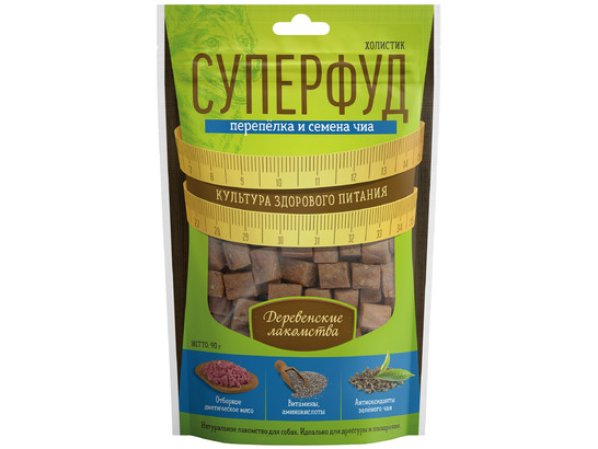 Деревенские лакомства Суперфуд д/с Перепелка и семена чиа 90г, холистик, 80шт кор