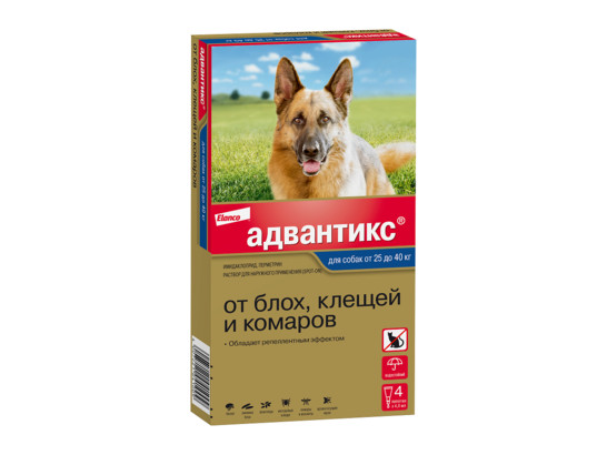 Капли Адвантикс-400 д/с больше 25кг, 4 пип.упаковка, Байер