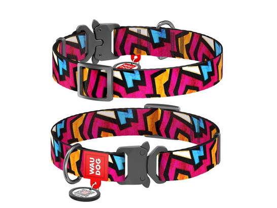 Ошейник 20мм 24-40см Граффити Waudog Nylon, метал.пряжка-фастекс