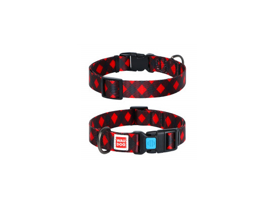 Ошейник 25мм 31-49см Waudog Nylon с рисунком Шотландка 